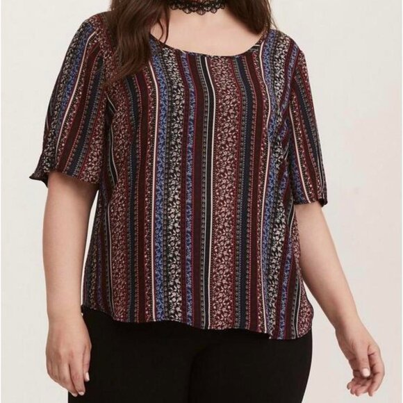 Torrid - Boho Print Chiffon Blouse Top Shirt - Picture 1 of 9